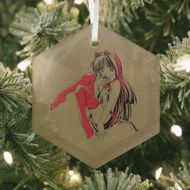 Ornement En Verre R & B Manga, Neko Catgirl Furry Loli Anime (Insitu)