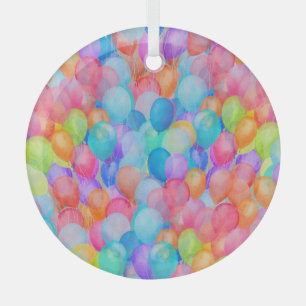 Ornement En Verre Rainbow Dreams : Watercolor Balloon Art