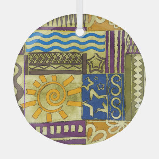 Ornement En Verre Rajasthan Indian, Patchwork Tapis Texture.