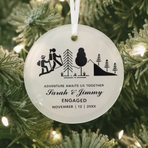 Ornement En Verre Randonnée de montagne minimaliste de Noël