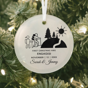 Ornement En Verre Randonnée de montagne minimaliste de Noël