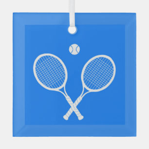 Ornement En Verre Raquettes de tennis Arrière - plan bleu