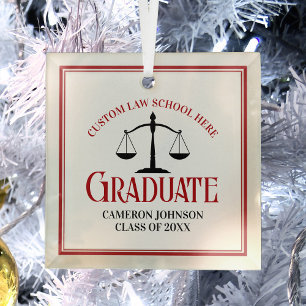 Ornement En Verre Red Black Law School Graduation Christmas
