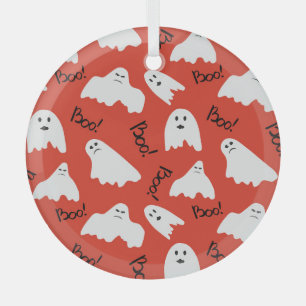 Ornement En Verre Red Ghosts : Motif Vintage d'Halloween
