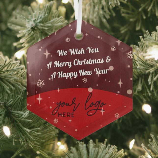 Ornement En Verre Red Merry Christmas Business Logo simple décoratio (Insitu)