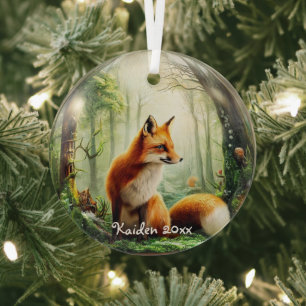 Ornement En Verre Renard rouge mignon dans Snowglobe