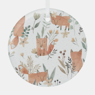 Ornement En Verre Renards dans les prés : Aquarelle transparente