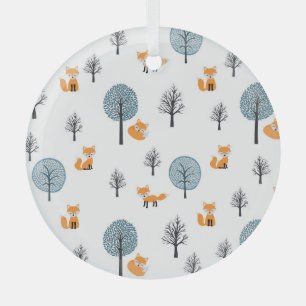 Ornement En Verre Renards forestiers : Arrière - plan blanc Vintage