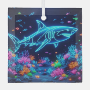 Ornement En Verre Requin néon coloré