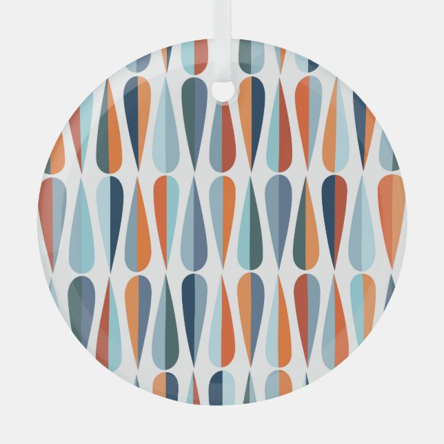 Ornement En Verre Rétro du milieu du siècle, goutte forme motif. (Recto)