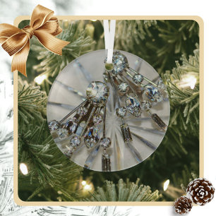 Ornement En Verre Rhinestones Art Déco vintage Élégant Glam
