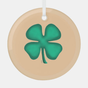 Ornement en verre rond bronzé Trèfle irlandais à 4
