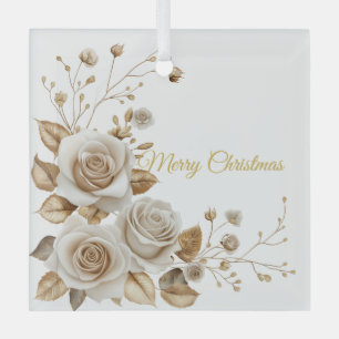Ornement en verre Rose de Noël