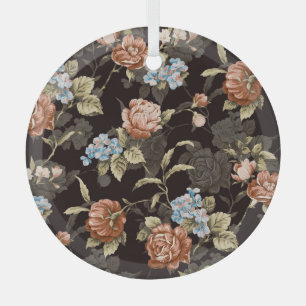 Ornement En Verre Roses botaniques : motif floral abstrait.