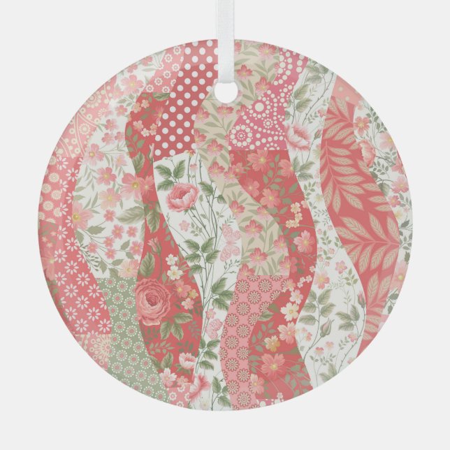 Ornement En Verre Roses de Patchwork : conception motif transparente (Recto)