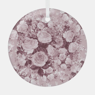 Ornement En Verre Roses de thé : Motif Bouquet d'aquarelle.