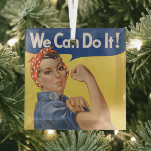 Ornement En Verre Rosie le Riveter Des femmes fortes dans la main-d'