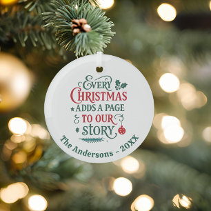 Ornement En Verre Rouge vert notre histoire typographie Noël