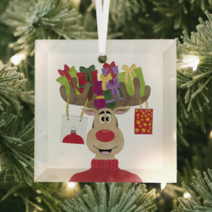 Ornement En Verre Rudolph Cadeaux de Noël Reindeer