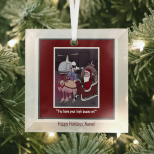 Ornement En Verre Rudolph L'Ornement en verre Carré à nez rouge