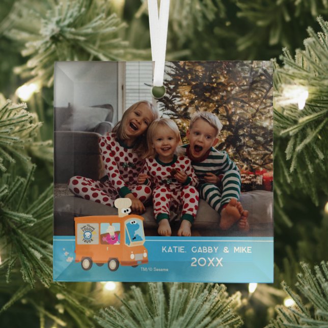 Ornement En Verre Rue Sésame | Camion d'alimentation Monster Cookies (Insitu)