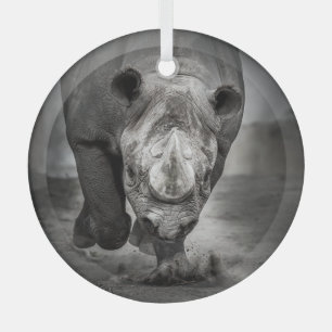 Ornement En Verre Running Rhinoceros : Wild Animal Portrait.
