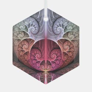 Ornement En Verre Rythme cardiaque, art fractal surréaliste abstrait