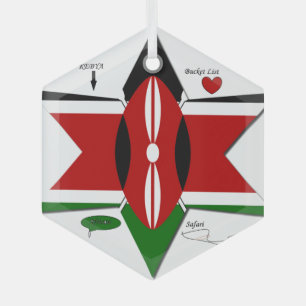 Ornement En Verre Safari Drapeau Kenyan Conception : Liste de seaux