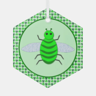 Ornement En Verre Saint Patricks Day Bee et Shamrocks