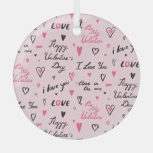 Ornement En Verre Saint-Valentin : Arrière - plan "Je t'aime".