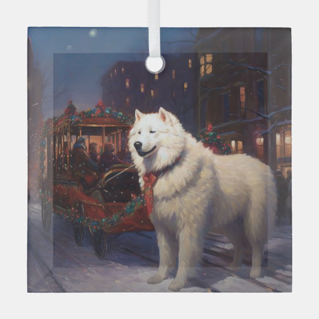 Ornement En Verre Samoyed Christmas Festive Saison (Recto)