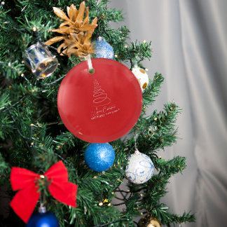 Ornement En Verre Sapin de Noël blanc élégant Rouge