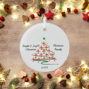 Ornement En Verre Sapin de Noël Plans Rouges, Aviation,Simple