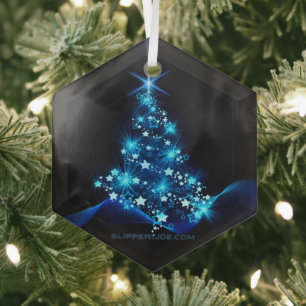 Ornement En Verre Sapin de Noël SlipperyJoe étoiles lumières scintil