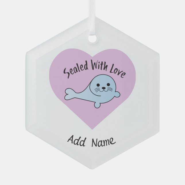 Ornement En Verre Scellé avec le phoque d'amour (Recto)