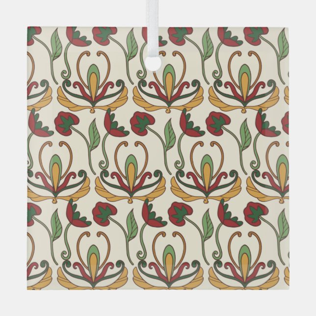 Ornement En Verre Seamless floral pattern with red and yellow  (Recto)