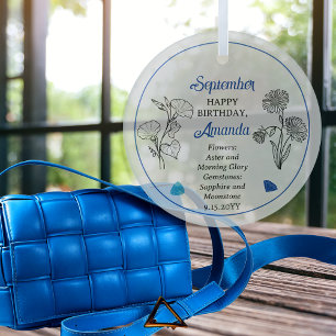 Ornement En Verre Septembre Aster   Gloire du matin Anniversaire Kee