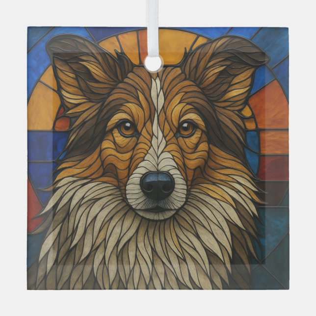 Ornement En Verre Shetland Sheepdog Sheltie Chien "Verre tendu" (Recto)