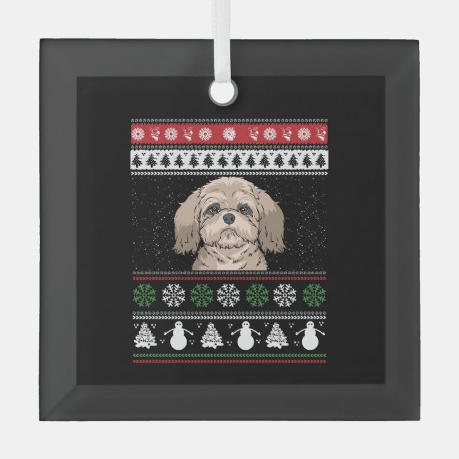 Ornement En Verre Shih Tzu Noël (Recto)