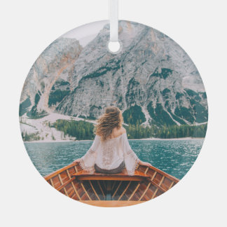 Ornement En Verre Silhouette Femme Lac Alpin Nature