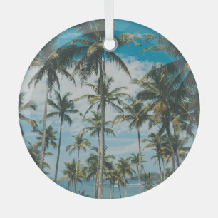 Ornement En Verre Silhouette Rétro Palm Ocean