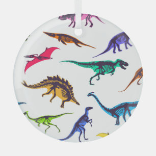 Ornement En Verre Silhouettes de dinosaures : motif de croquis vinta