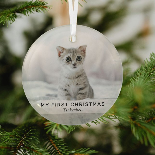 Ornement En Verre Simple Kitten 'My First Christmas' - photo Keepsak (Créateur téléchargé)