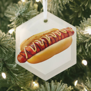 Ornement En Verre SlipperyJoe's hot dog ambiance estivale BBQ niché