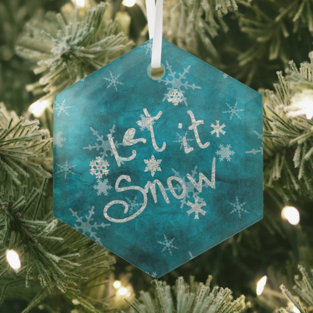 Ornement En Verre Snowflakes Bleu D'Hiver Mystique Laisser Neige (Insitu)