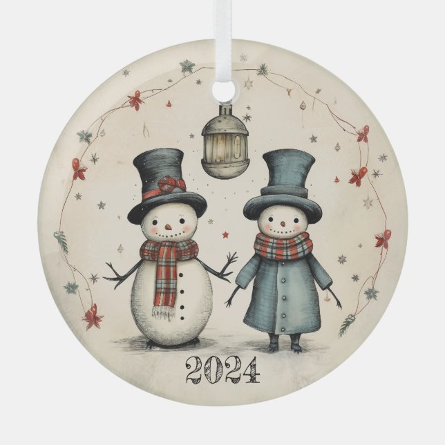 Ornement En Verre Snowman 2024 (Recto)