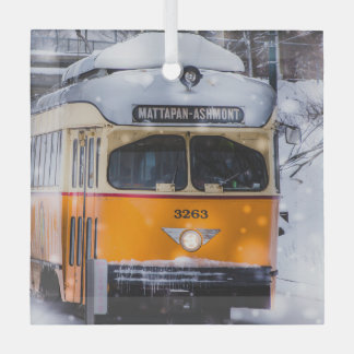 Ornement en verre Snowy Trolley Ride