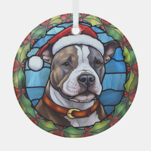 Ornement En Verre Staffordshire Bull Terrier Vitrail Noël