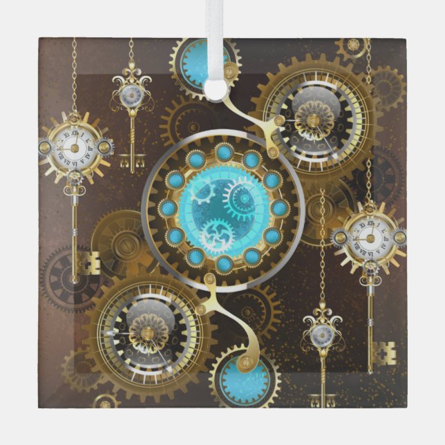 Ornement En Verre Steampunk Rusty Background (Recto)