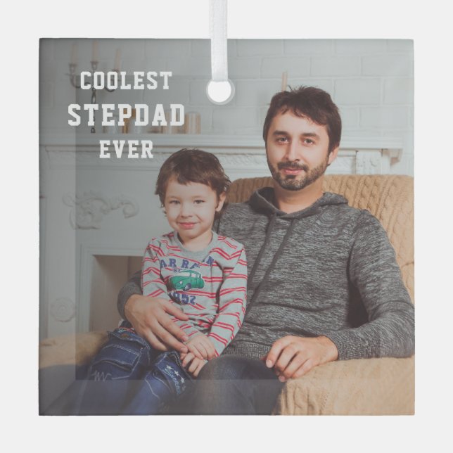 Ornement En Verre Stepdad le plus frais jamais photo papa personnali (Recto)